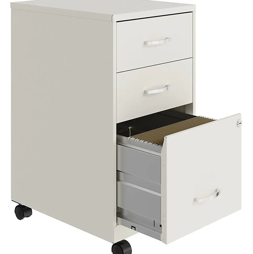 LYS NuSparc 18" D Mobile Pedestal 3 Drawer Organizer Cabinet, White
