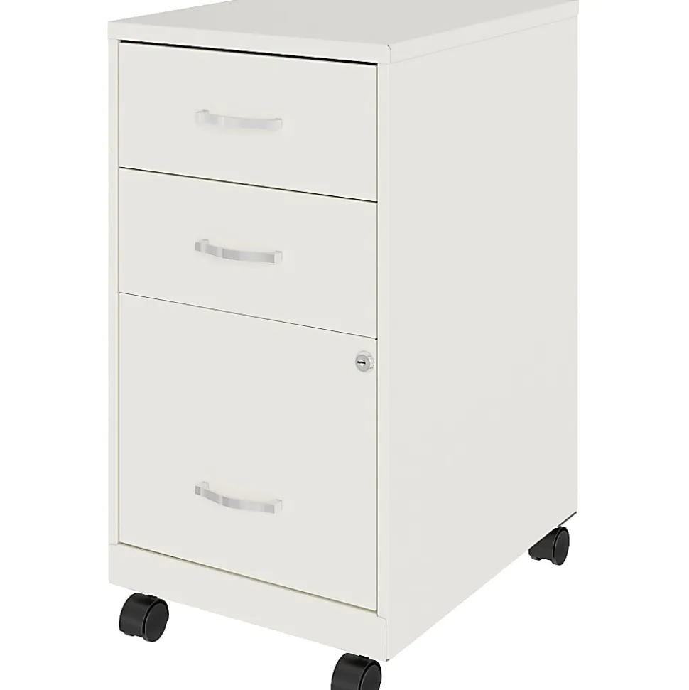 LYS NuSparc 18" D Mobile Pedestal 3 Drawer Organizer Cabinet, White