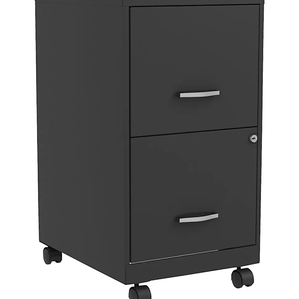 LYS NuSparc 18" 2 Drawer Steel Mobile File Cabinet, Black, 1 Each