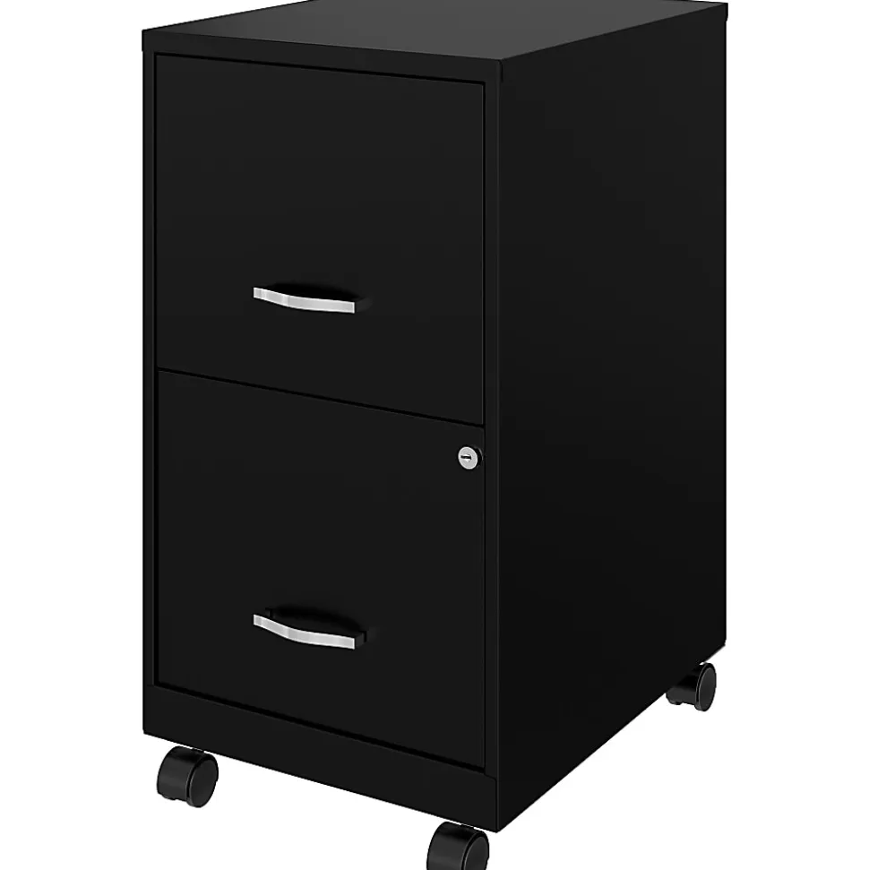 LYS NuSparc 18" 2 Drawer Steel Mobile File Cabinet, Black, 1 Each