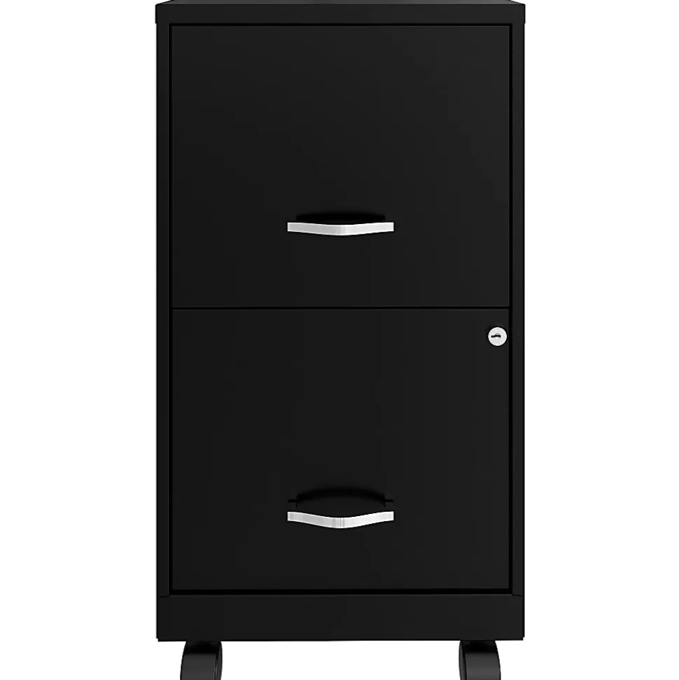 LYS NuSparc 18" 2 Drawer Steel Mobile File Cabinet, Black, 1 Each