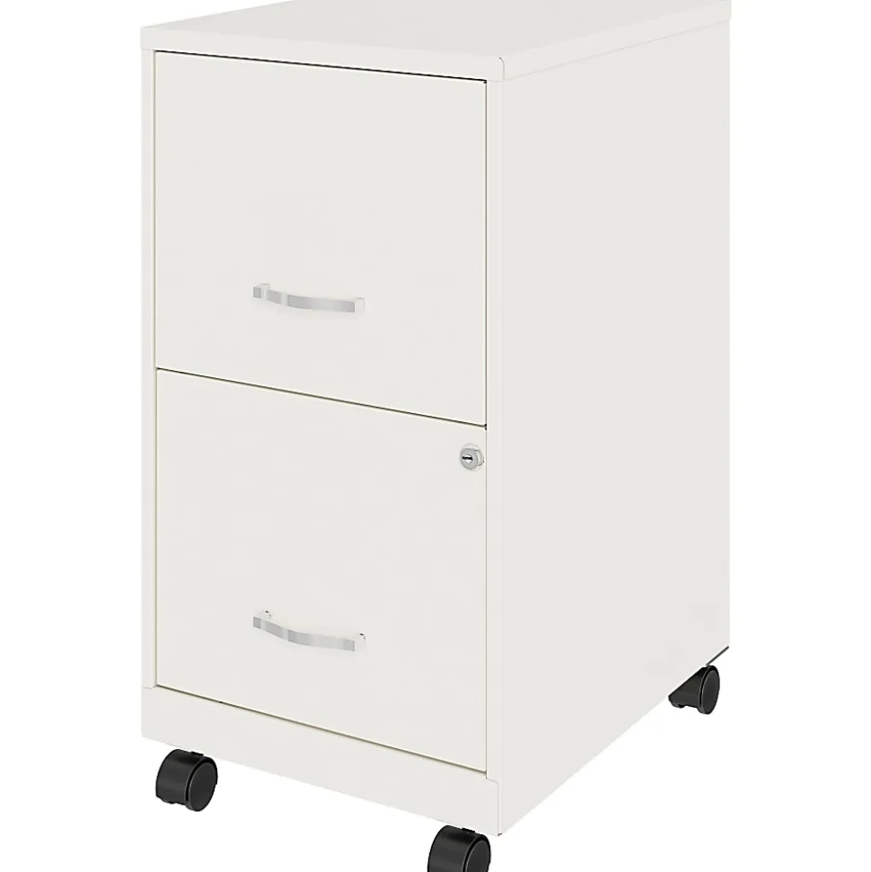 LYS NuSparc 18"D Vertical 2 Drawer Mobile File Cabinet, White , 1 Each