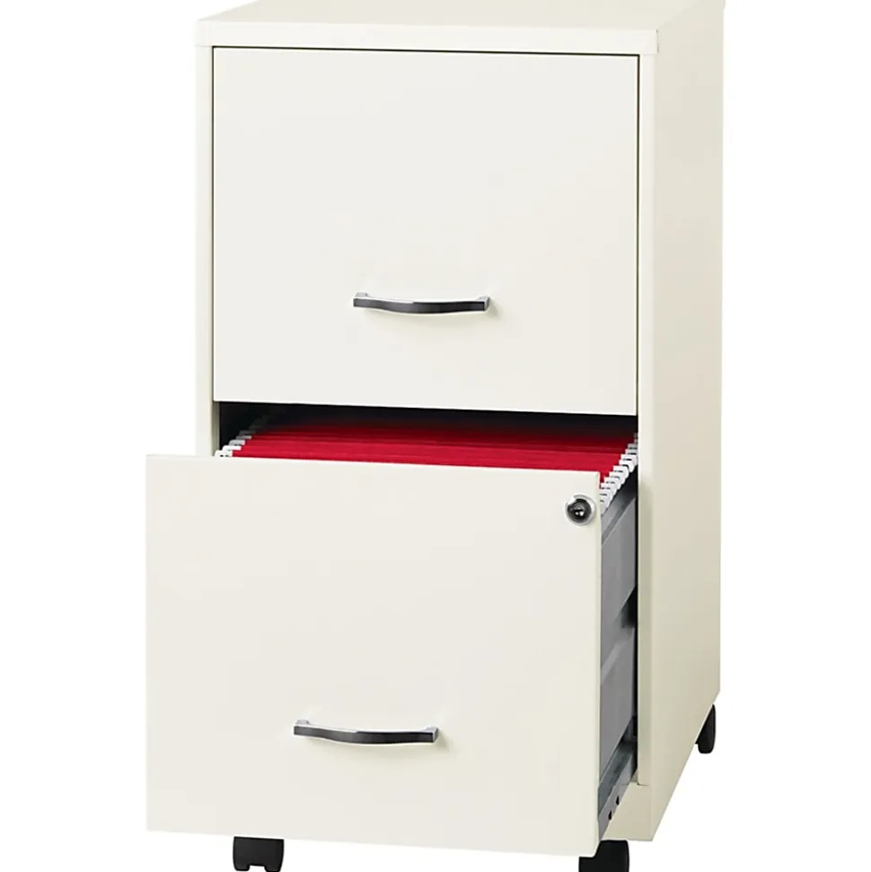 LYS NuSparc 18"D Vertical 2 Drawer Mobile File Cabinet, White , 1 Each