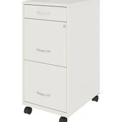 LYS NuSparc 18"D Vertical 3 Drawer Mobile File Cabinet, White , 1 Each