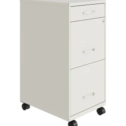 LYS NuSparc 18"D Vertical 3 Drawer Mobile File Cabinet, White , 1 Each