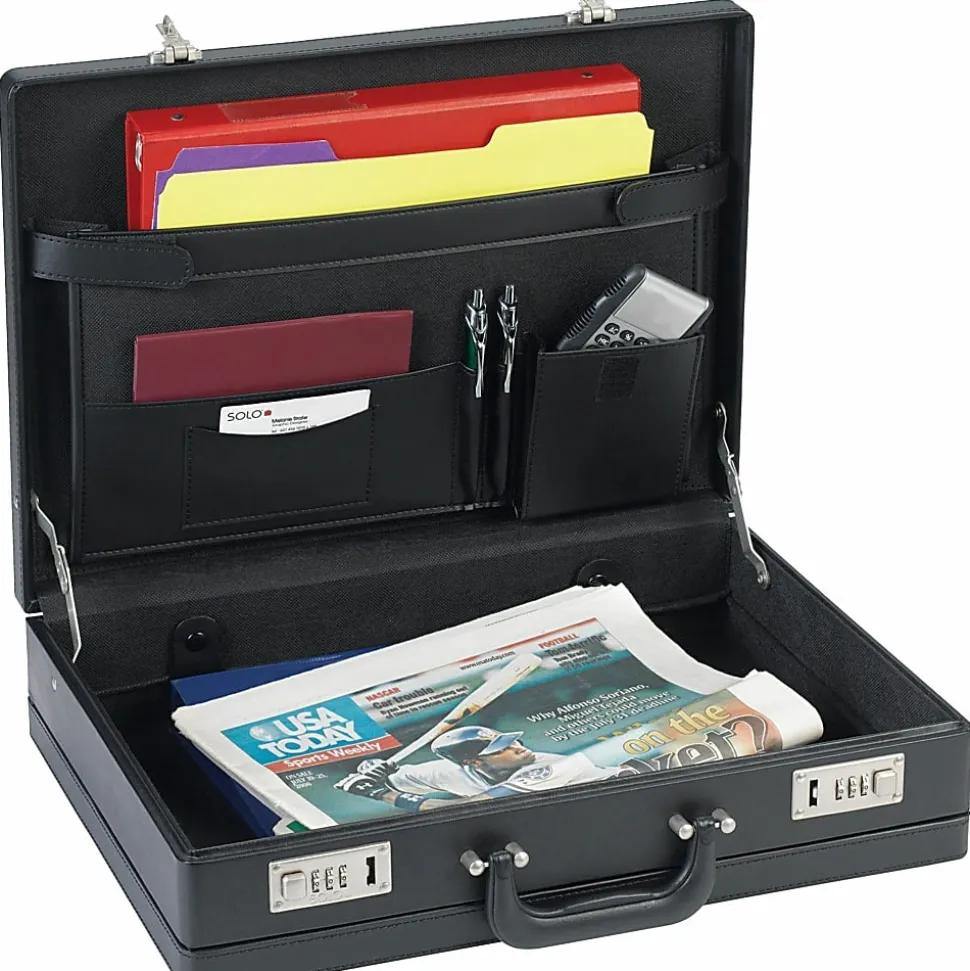 LYS NuSparc Expandable Attache Case, 12 1/2"H x 17 1/2"W x 4"D, Black