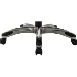 LYS NuSparc Flip Armrest Mid Back Leather Chair, Black/Silver