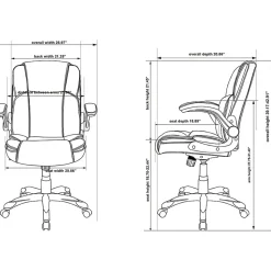 LYS NuSparc Flip Armrest Mid Back Leather Chair, Black/Silver
