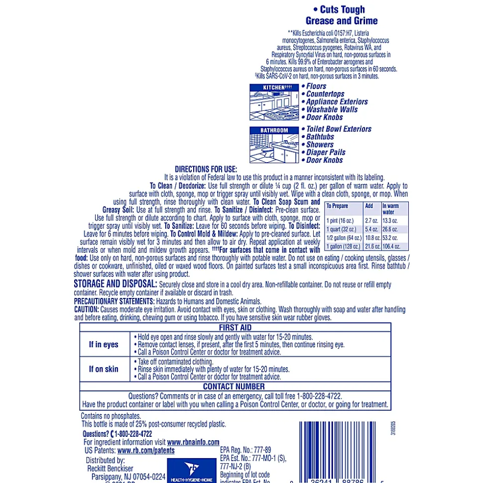 Lysol Clean/Fresh Lavender Cleaner, 144 fl oz, Clean & Fresh Lavender Orchid Scent, Case of 4 - 88786CT