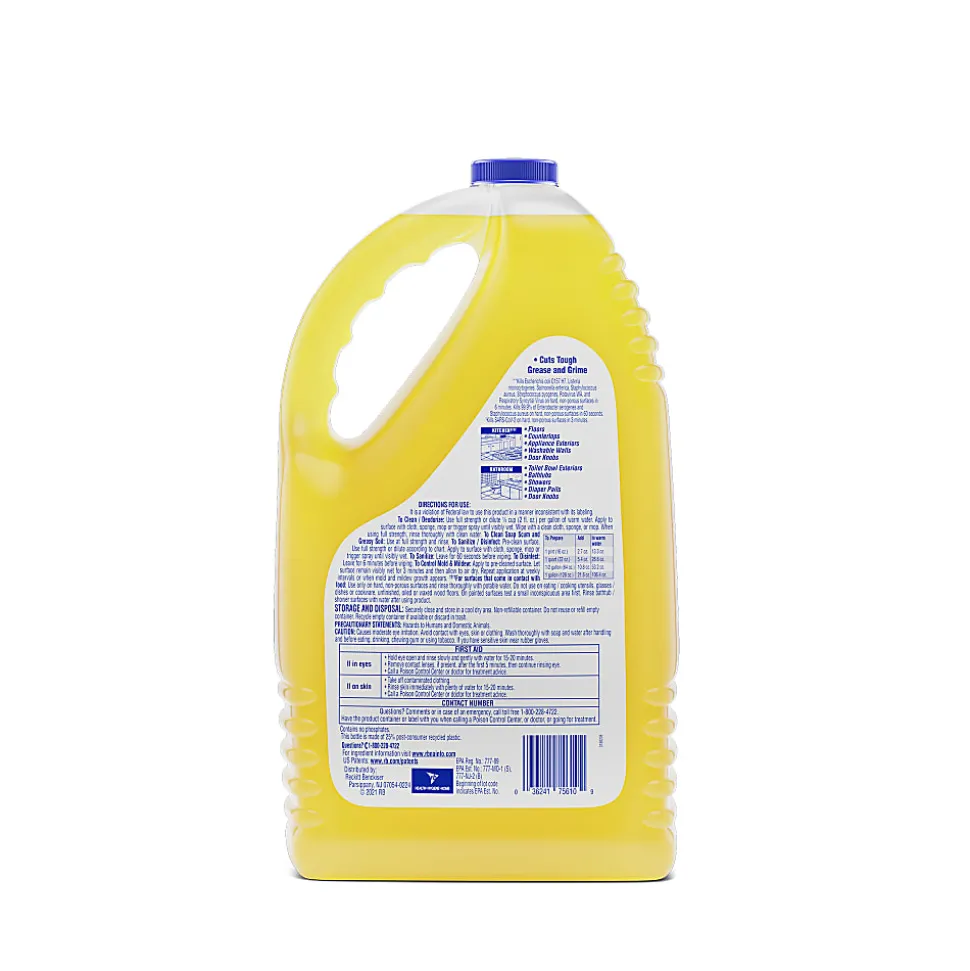 Lysol Clean/Fresh Lemon Cleaner - For Multi Surface - 144 fl oz (4.5 quart) - Clean & Fresh Lemon Scent - 4 / Carton - Yellow