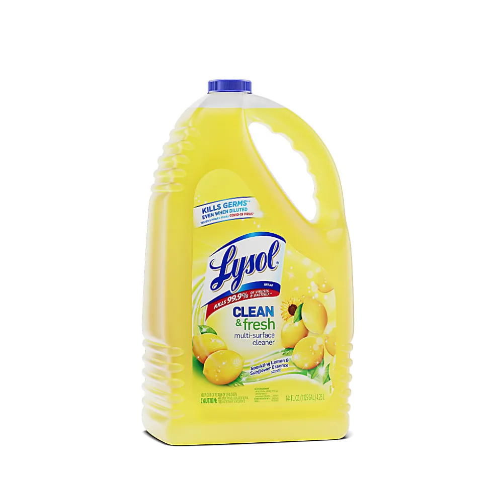 Lysol Clean/Fresh Lemon Cleaner - For Multi Surface - 144 fl oz (4.5 quart) - Clean & Fresh Lemon Scent - 4 / Carton - Yellow