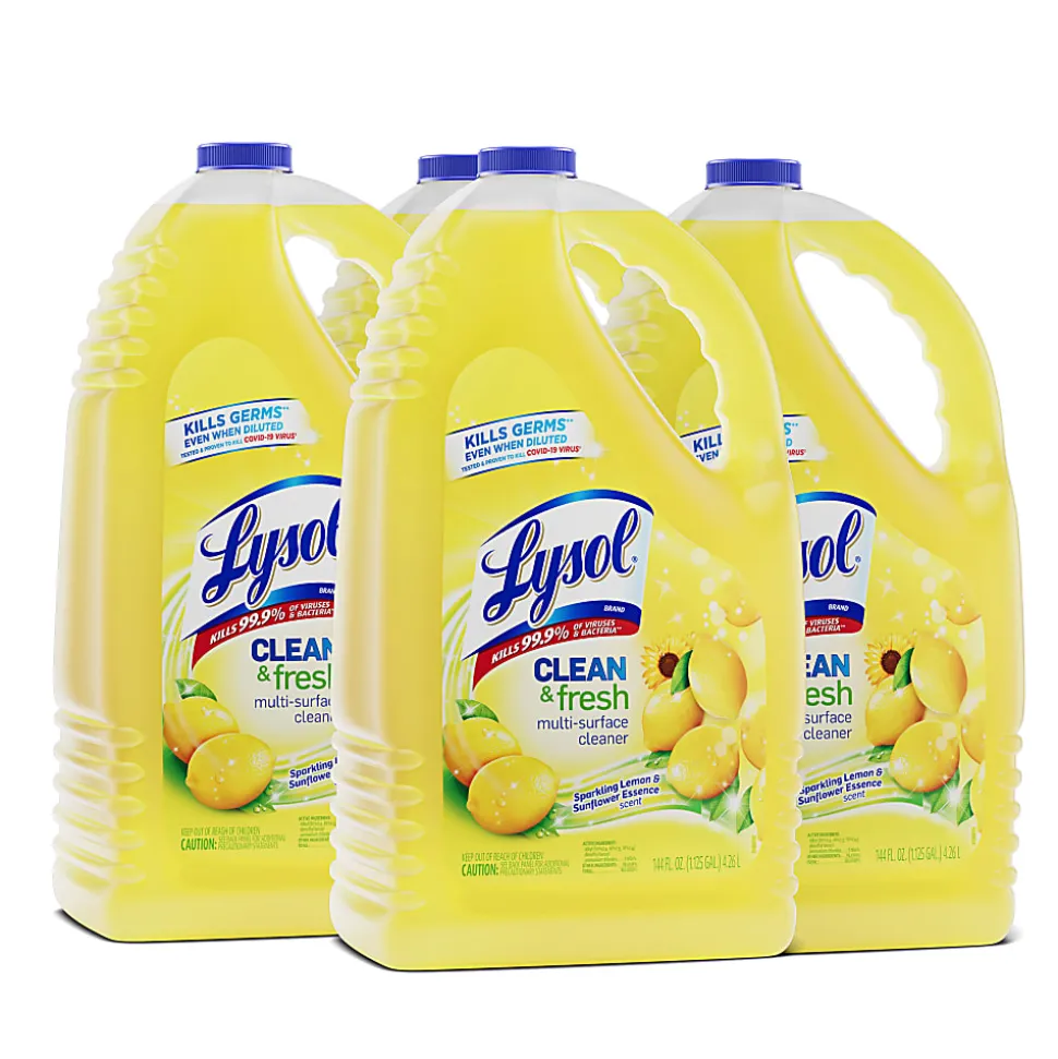 Lysol Clean/Fresh Lemon Cleaner - For Multi Surface - 144 fl oz (4.5 quart) - Clean & Fresh Lemon Scent - 4 / Carton - Yellow