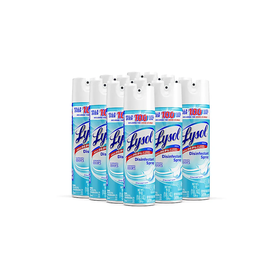 Lysol Crisp Linen Disinfectant Spray - 19 fl oz (0.6 quart) - Crisp Linen Scent - 1 Each - Easy to Use - Clear