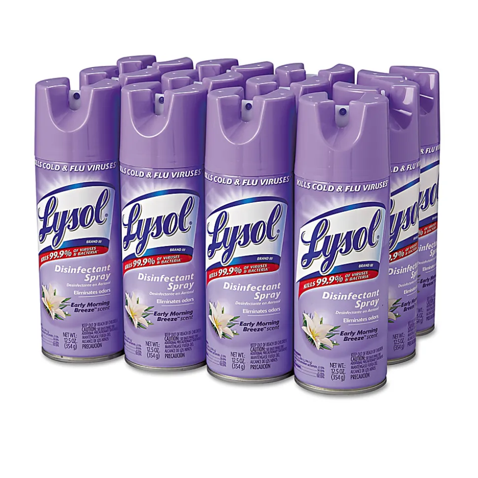 Lysol® Disinfectant Spray, Early Morning Breeze Scent, 12.5 Oz Bottle, Case Of 12