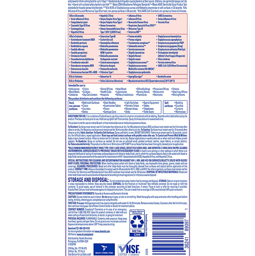 Lysol® Disinfectant Spray, Lavender Scent, 19 Oz Bottle