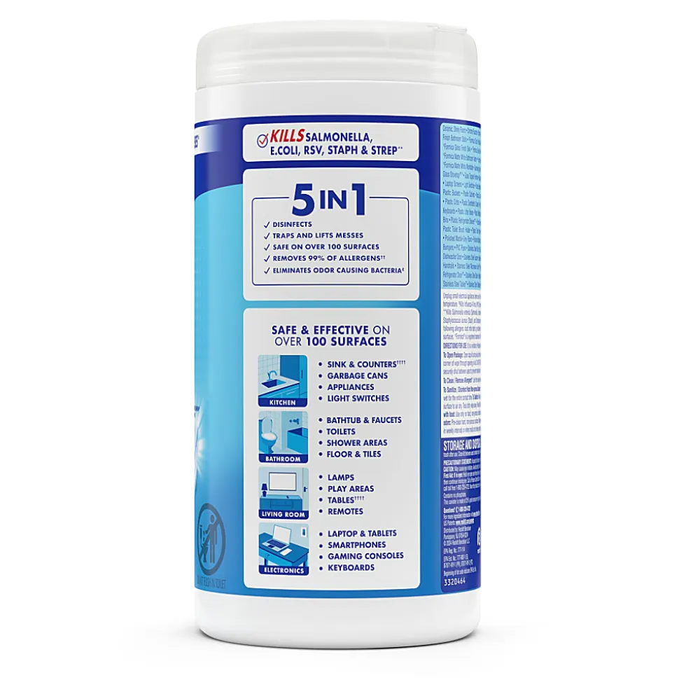 Lysol Disinfecting Wipes - Crisp Linen Scent - 7" x 7.25" - 80 / Canister - 6 / Carton - White