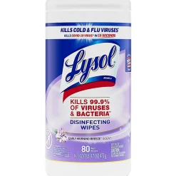 Lysol® Disinfecting Wipes, Early Morning Breeze Scent, 80 Wipes Per Canister, Carton Of 6 Canisters