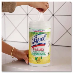 LYSOL®Disinfecting Wipes II Fresh Citrus, 1-Ply, 7 x 7.25, White, 70 Wipes/Canister, 6 Canisters/Carton
