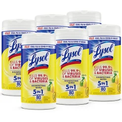 Lysol® Disinfecting Wipes, Lemon & Lime Blossom Scent, 80 Sheets Per Tub, Box Of 6