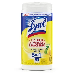 Lysol® Disinfecting Wipes, Lemon & Lime Blossom Scent, 80 Sheets Per Tub, Box Of 6