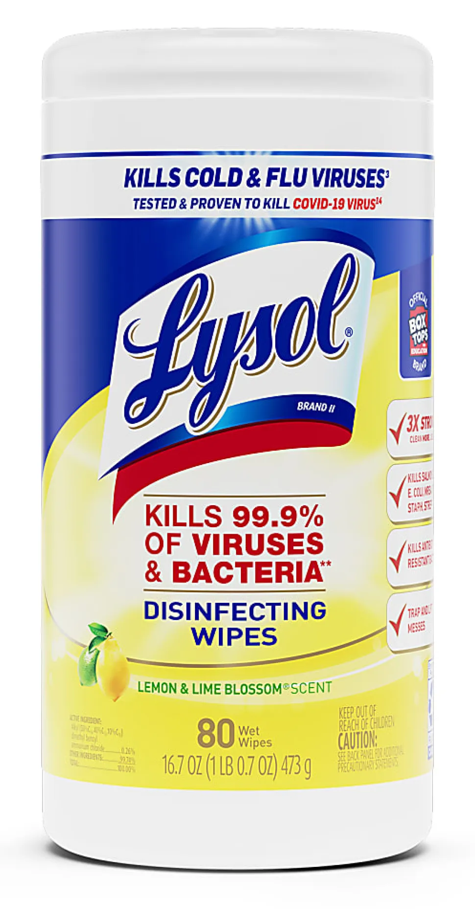 Lysol® Disinfecting Wipes, Lemon And Lime Blossom Scent, Tub Of 80 Sheets