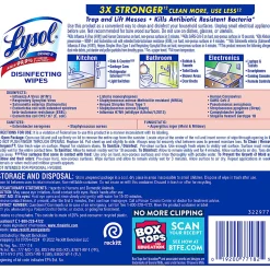 Lysol® Disinfecting Wipes, Lemon And Lime Blossom Scent, Tub Of 80 Sheets