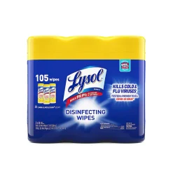 Lysol® Disinfecting Wipes, Lemon & Lime Blossom® Scent, 7" x 7.25", 35 Wipes Per Canister, Case Of 3 Canisters