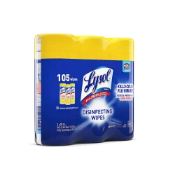 Lysol® Disinfecting Wipes, Lemon & Lime Blossom® Scent, 7" x 7.25", 35 Wipes Per Canister, Case Of 3 Canisters
