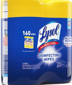 Lysol® Disinfecting Wipes, Lemon Lime Scent, 80 Wipes Per Canister, Carton Of 6 Canisters