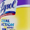 Lysol® Dual-Action Disinfecting Wipes, Citrus Scent, 7" x 7.25", Container Of 75
