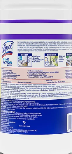 Lysol® Dual-Action Disinfecting Wipes, Citrus Scent, 7