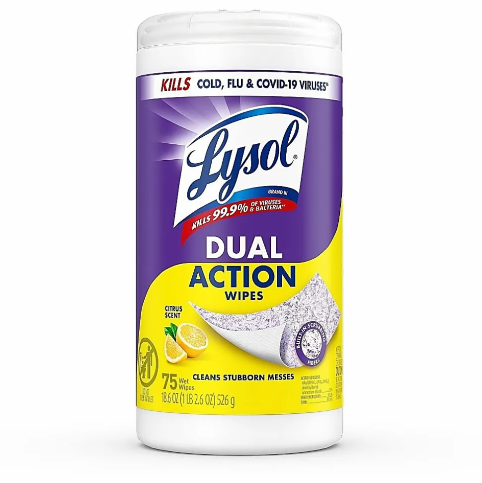 LYSOL® Dual Action Wipes - 75 ct., Carton of 6