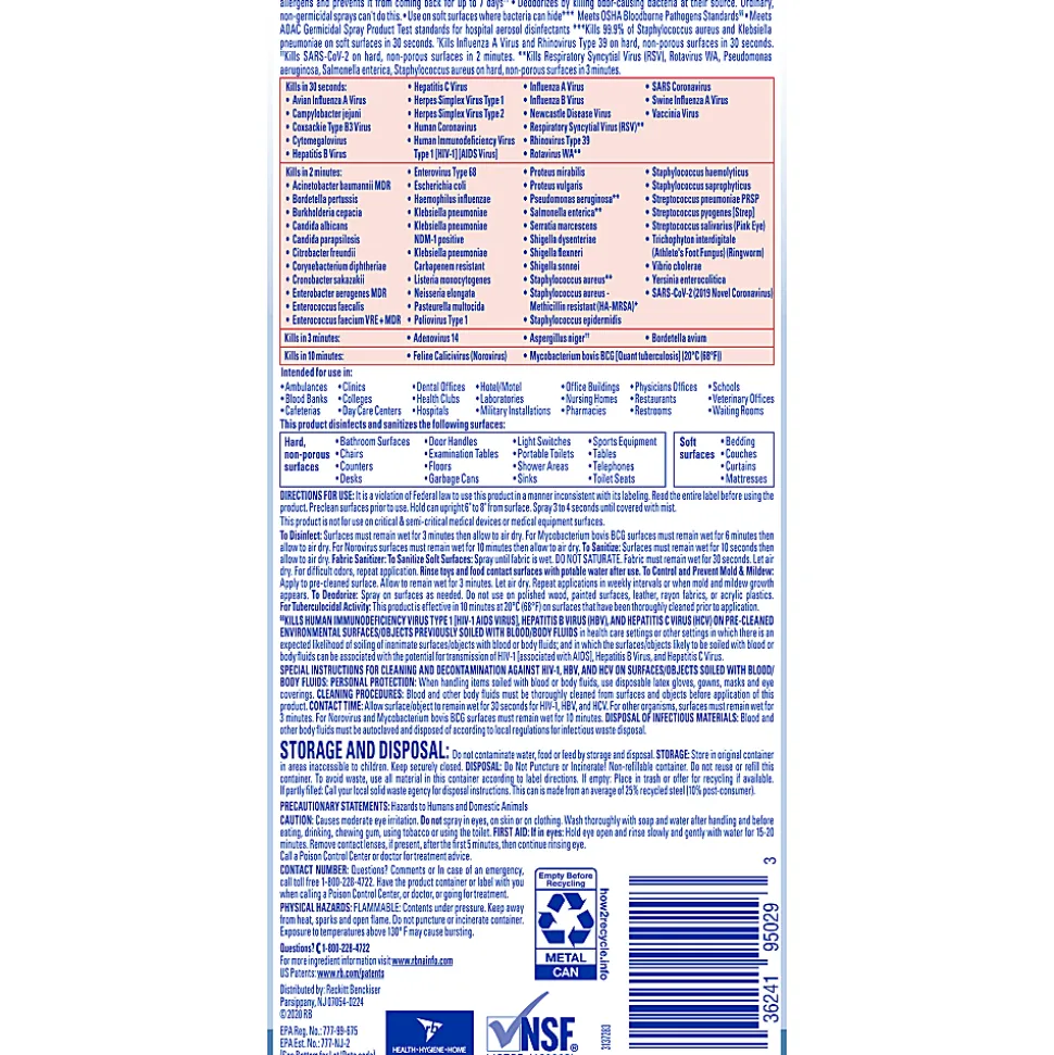 Lysol® I.C. Disinfectant Aerosol Spray, 19 Oz Can, Case Of 12