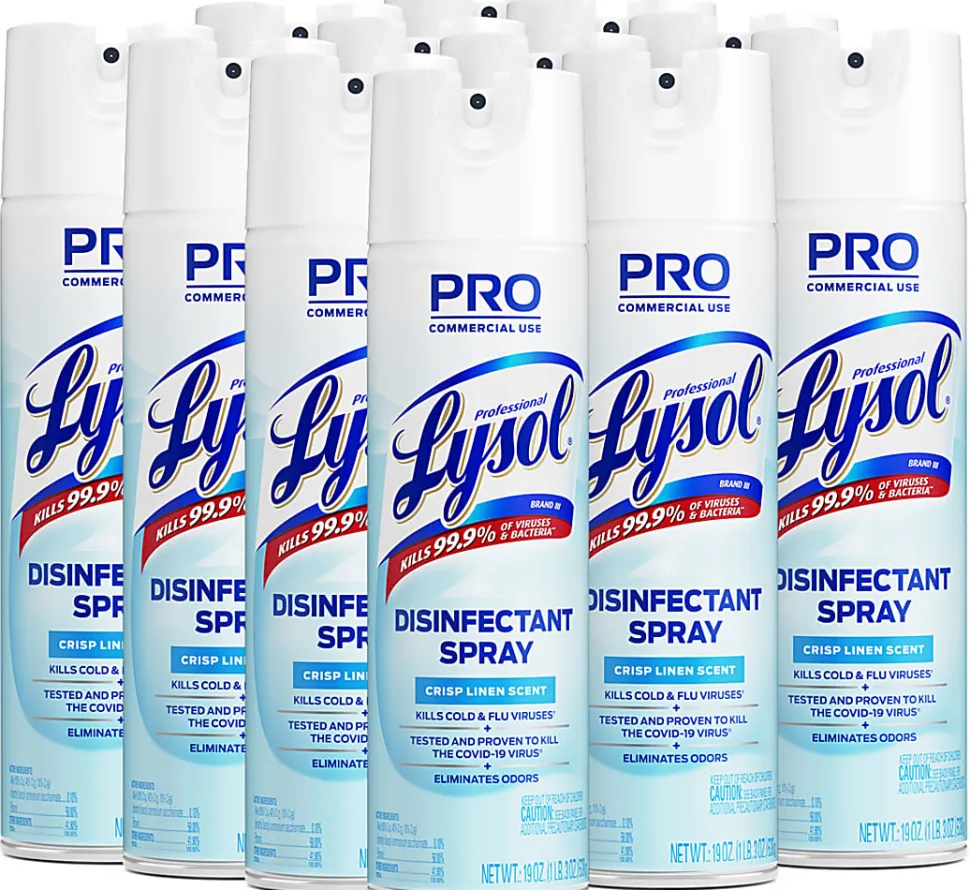 Lysol® Professional Disinfectant Spray, Crisp Linen Scent, 19 Oz Bottle, Case Of 12
