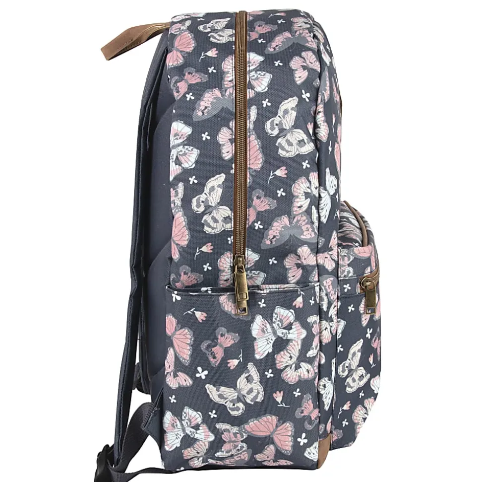MADISON & DAKOTA Butterfly Backpack With 15” Laptop Sleeve, 17-1/2”H x 12”W x 5-3/4”D, Gray