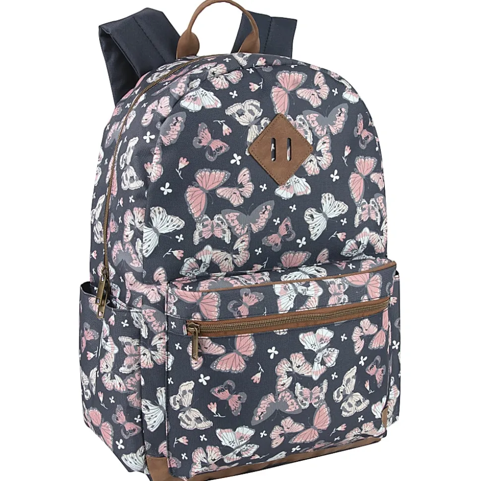 MADISON & DAKOTA Butterfly Backpack With 15” Laptop Sleeve, 17-1/2”H x 12”W x 5-3/4”D, Gray