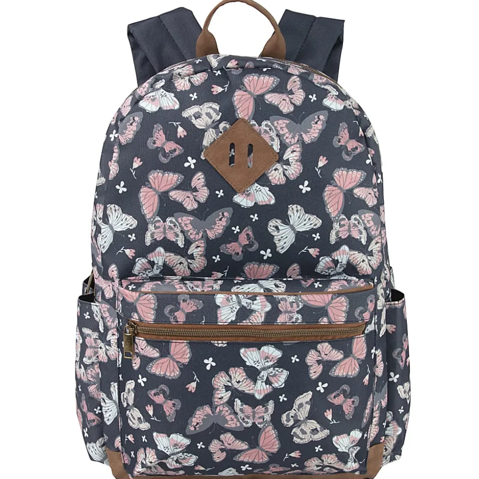 MADISON & DAKOTA Butterfly Backpack With 15” Laptop Sleeve, 17-1/2”H x 12”W x 5-3/4”D, Gray