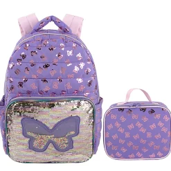 Madison & Dakota Butterfly Quilted Backpack With Lunch Box, Purple