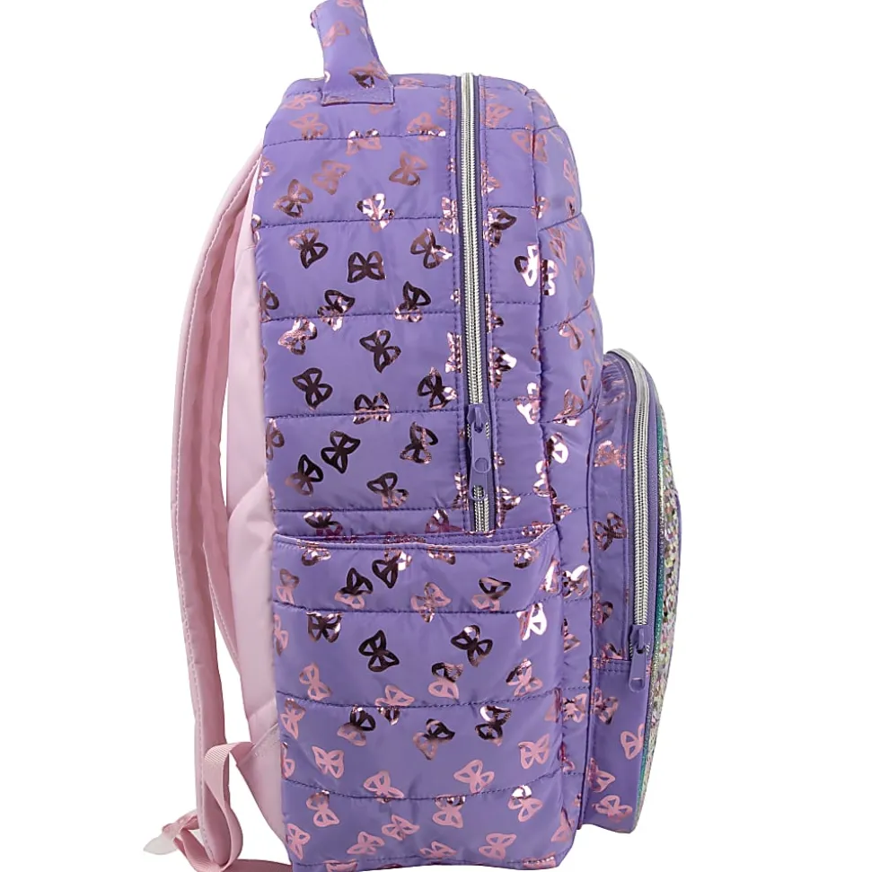 Madison & Dakota Butterfly Quilted Backpack With Lunch Box, Purple