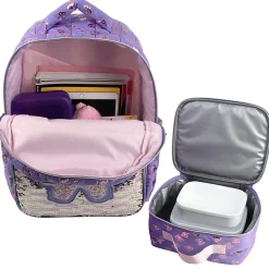 Madison & Dakota Butterfly Quilted Backpack With Lunch Box, Purple