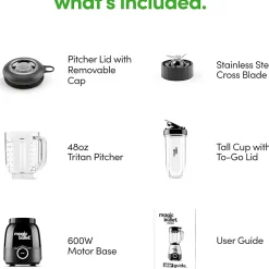 Magic Bullet Full Size Blender Combo, 48 Oz, Matte Black, Total Qty 1
