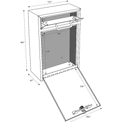 Mail Boss Locking Security Drop Box, 16 1/4"H x 11 1/4"W x 4 3/4"D, Galaxy
