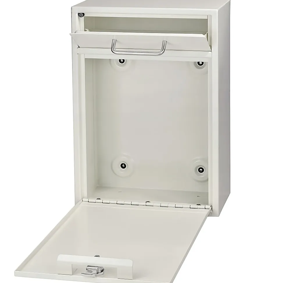 Mail Boss Locking Security Drop Box, 16 1/4"H x 11 1/4"W x 4 3/4"D, White