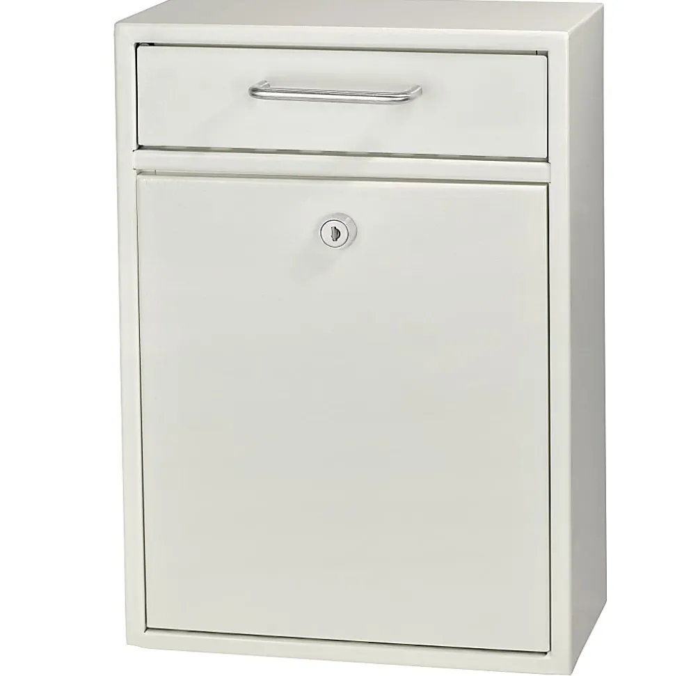 Mail Boss Locking Security Drop Box, 16 1/4"H x 11 1/4"W x 4 3/4"D, White
