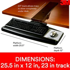 3M™ AKT90LE Adjustable Keyboard Tray, Black/Charcoal