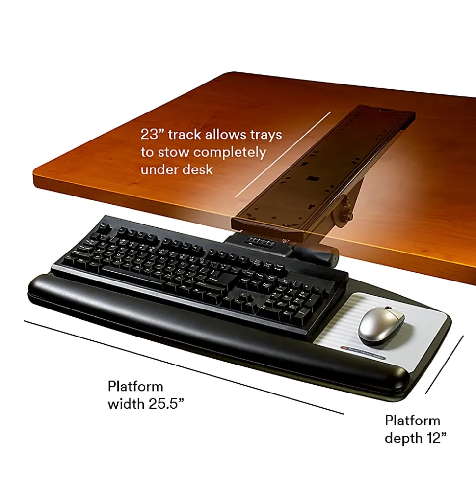 3M™ AKT90LE Adjustable Keyboard Tray, Black/Charcoal