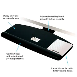 3M™ AKT90LE Adjustable Keyboard Tray, Black/Charcoal