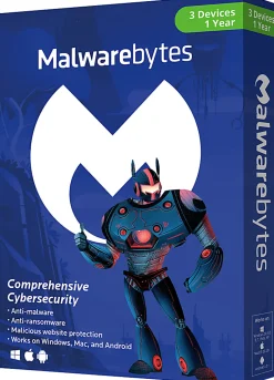 Malwarebytes Premium, 1-Year Subscription, For 3 PC/MacĀ® Devices, Disc