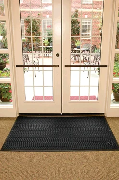 M+A Matting WaterHog Floor Mat, Max Herringbone, 4' x 6', Black Smoke