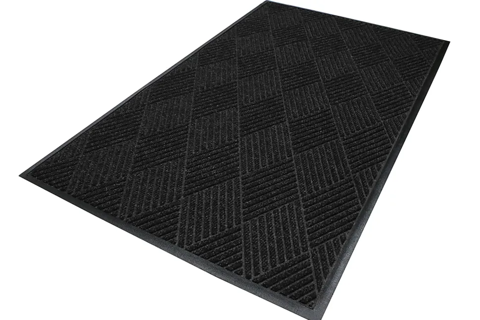M+A Matting Waterhog Max Diamond Classic Floor Mat, 4'H x 6'W, Black Smoke